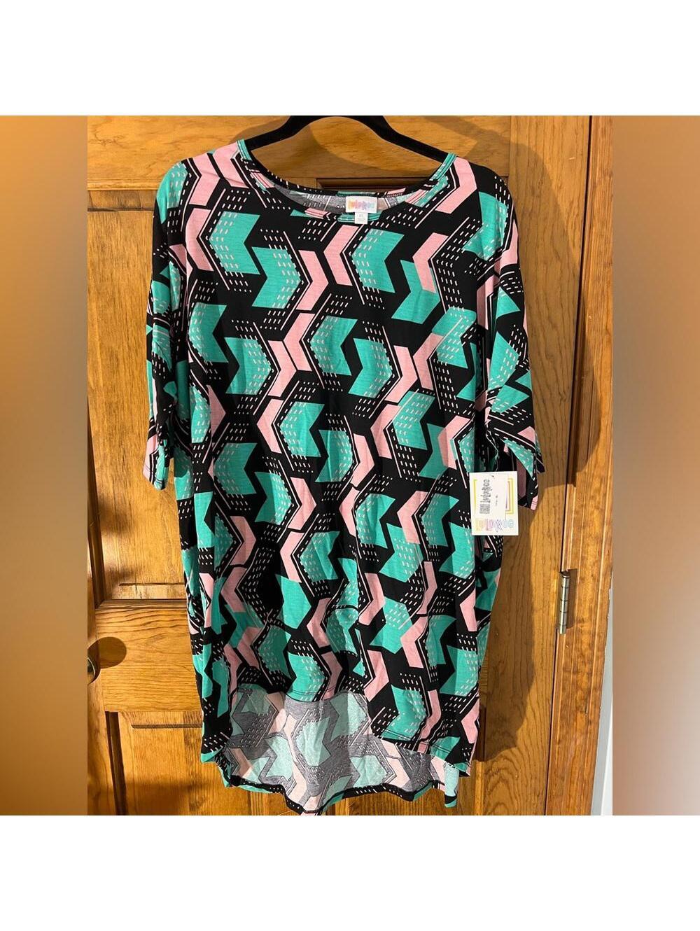 LuLaRoe Irma Tunic Top Shirt Fitted Sleeves High Low Loose 90’s Teal XL NWT